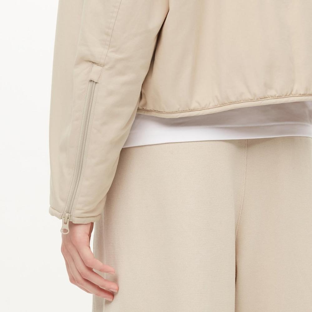 UNIQLO Solid Color Stand Collar Single Breasted Jacket Women jackets Beige 452224-30