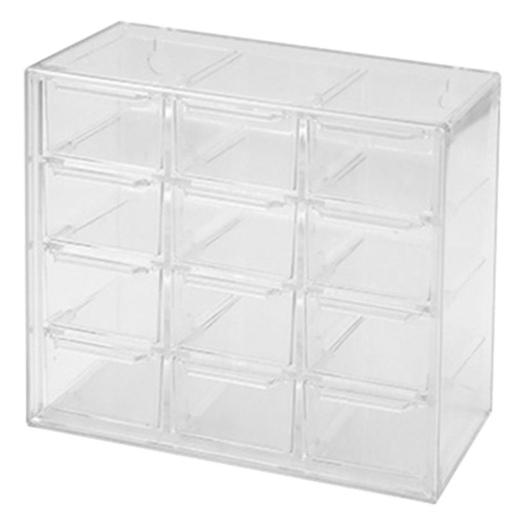 Cutie de Depozitare tip Grilă Container Organizator din Plastic Transparent Rezistent la Praf pentru Bijuterii Colier Artă DIY