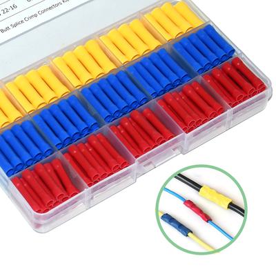 200 Stück 10-22AWG Sortierte Stoßverbinder Crimpverbinder, Isolierte Elektrische Gerade Drahtklemmen BV1.25 BV2 BV5.5