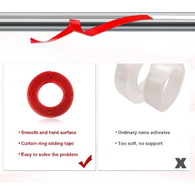 26ft Curtain Glide Tape Clear, Smooth and Silent Drapery Ring Glide Tape for Sliding Drapery