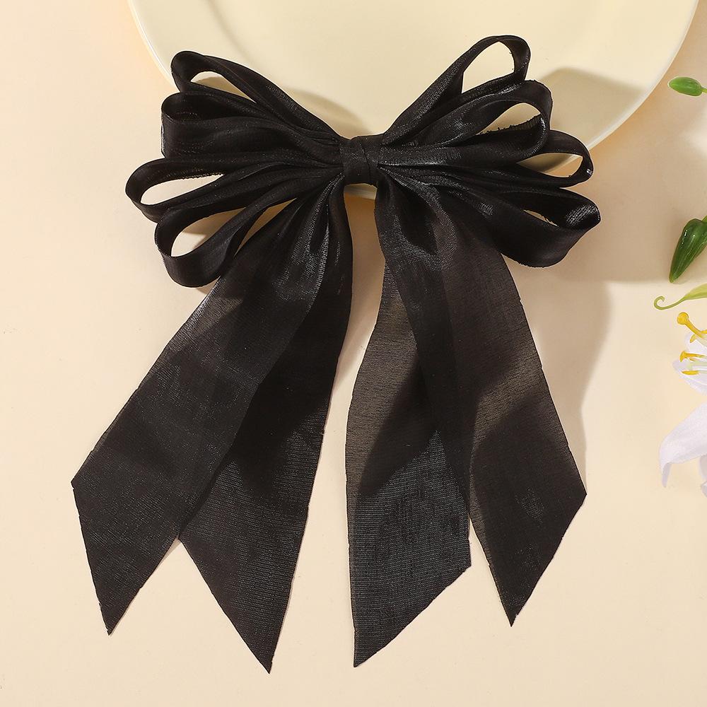 Popular Streamer Bow Hairpin Children'S Chiffon Yarn Solid Color Hair Accessories Macaron Cute Hairpin 5219
