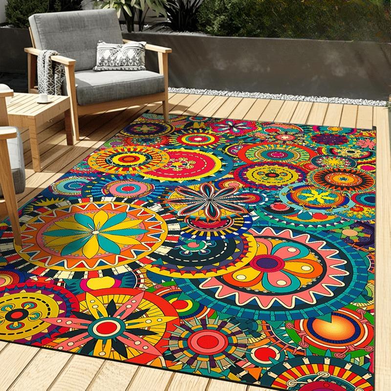 3D Etioopia Värviline Lilleline Kootud Kunstikorvid Mandala Vaip Vaip elutuppa Magamistuppa Kodukaunistus, Libisemisvastane diivanile Uksematt