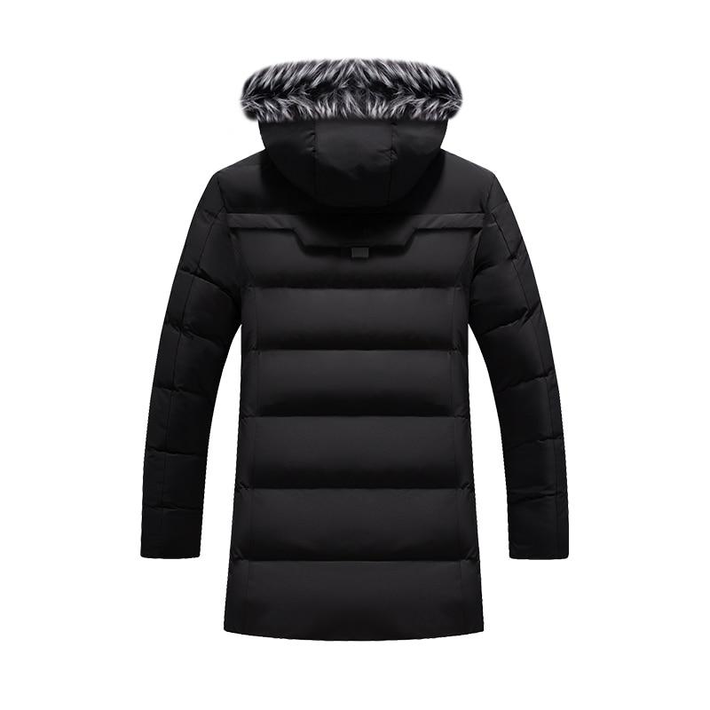 Winter Parka Men 'S Solid Jacket Thick Warm Coat Long Hooded Jacket Fur Collar Windproof Padded Coat Fashion Men