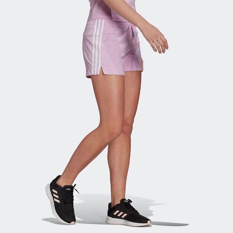 Adidas Logo Embroidered Colorblock Striped Drawstring Training Shorts Women Bottoms Pink GM5527