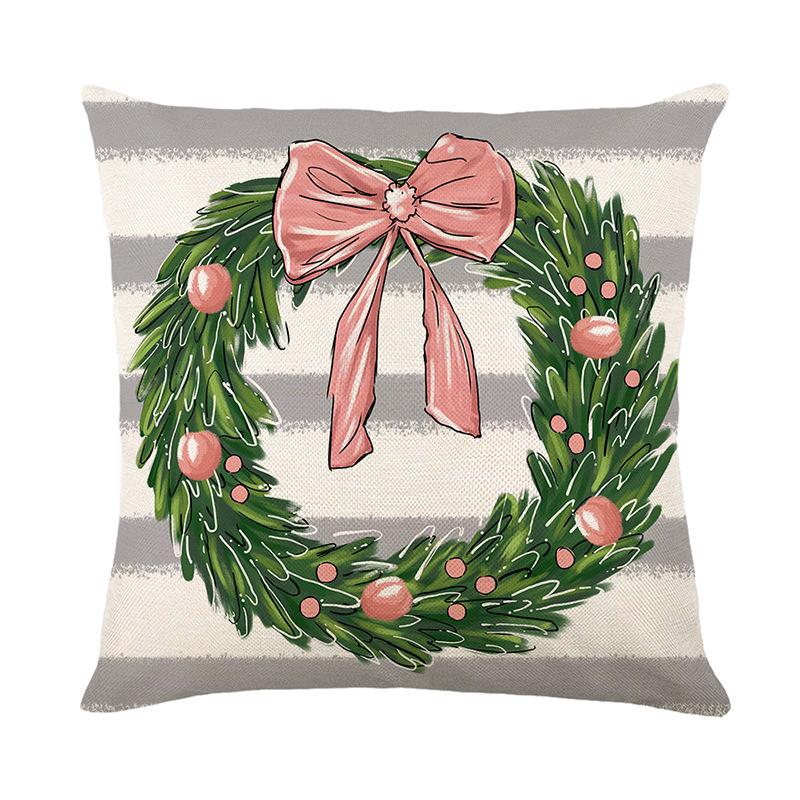 Santa Pillow Christmas Pillow Cover Home Sofa Decoration Linen Printed Cushion Cover
