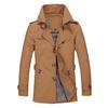 Pánská zimní teplá bunda svrchník Outwear Slim Dlouhý Trench Buttons Coat 