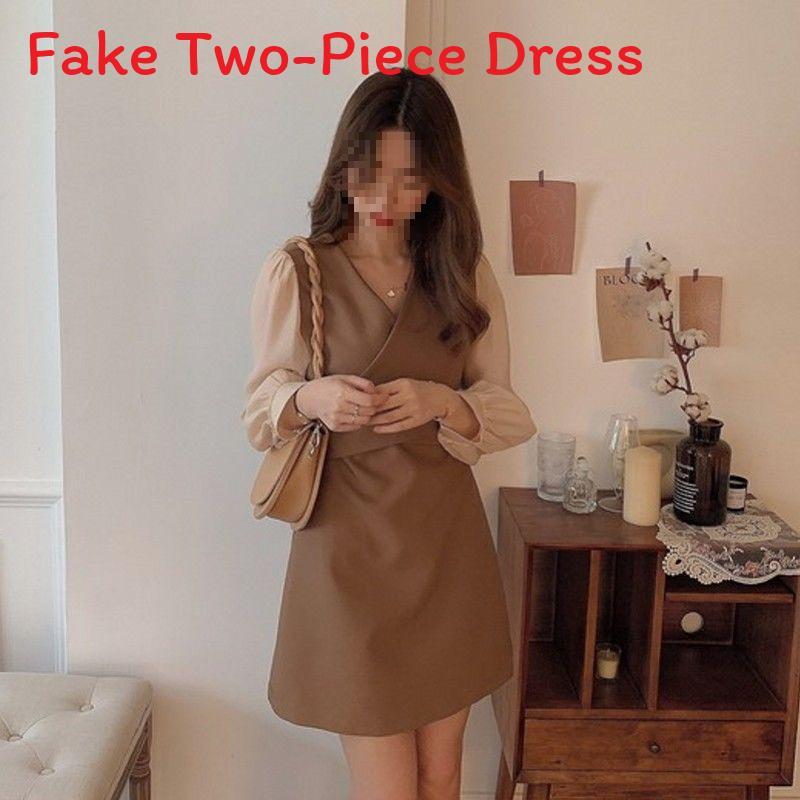 Spring Long Sleeve Chiffon Dress With Waist Ties For Casual And Office Wear