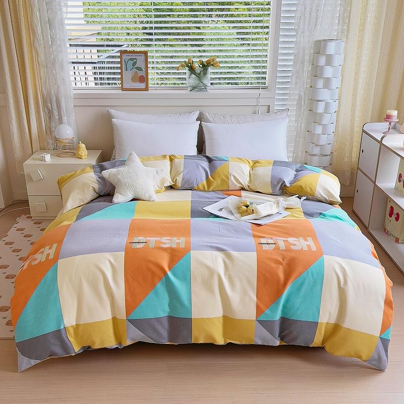 Minimalist Geometric Printing Duvet Cover All Cotton Quilt Cover Skin Friendly Breathable Queen Size Bedding for Kids Boys Girls