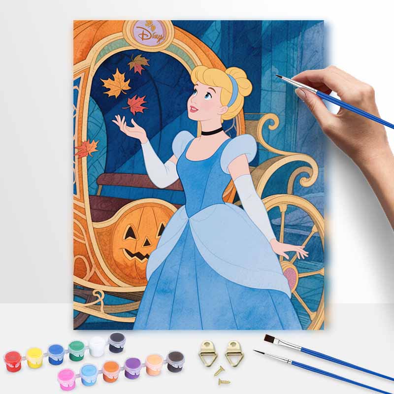 Disney Cinderella Pumpkin Carriage Autumn Leaves Digital Oil Painting Hand Painting Kit Diy Home Decoration