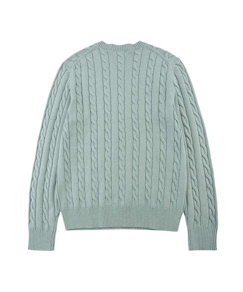 BROOKS BROTHERS Cotton Cable Crew Neck Sweater (Light Green) (Bbwtmf8407Hes)