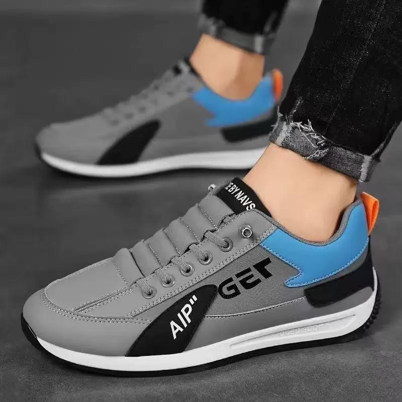 One pedal elastic belt leather surface men's shoes spring and autumn fashion sports shoes men's lightweight running casual board white shoes