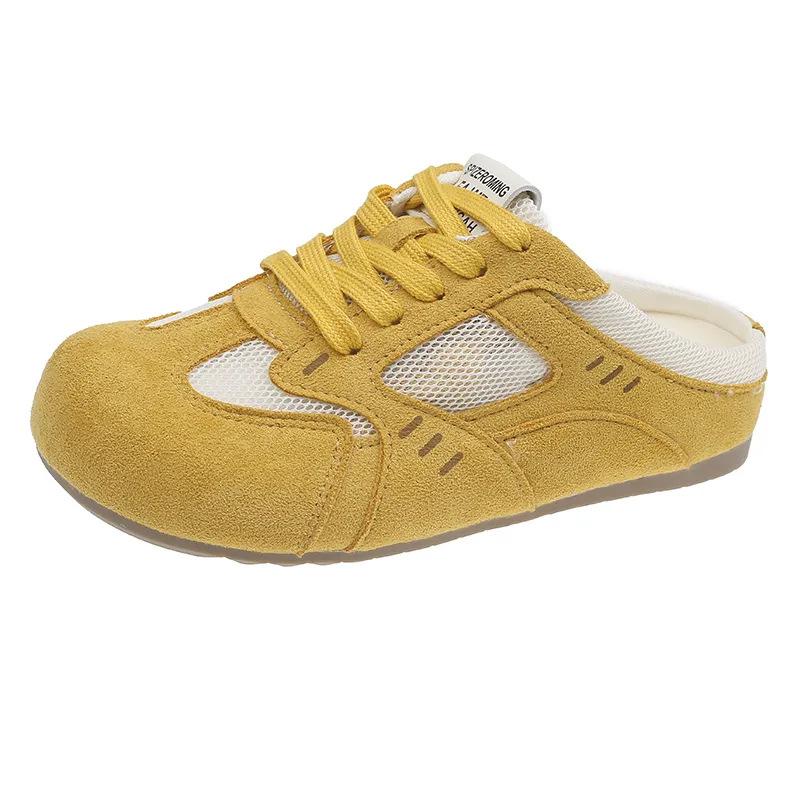 

Mesh breathable Birkenstock bag head half slippers women wear autumn new lazy one pedal half shoes 40 жовтий