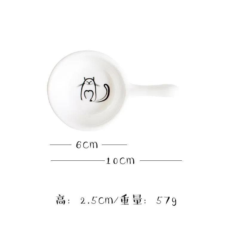 Japanese Cartoon Cat Ceramic Small Plate with Handle Soy Sauce Dish Vinegar Dish Creative Mini Seasoning Dish Sauce Dipping Bowl
