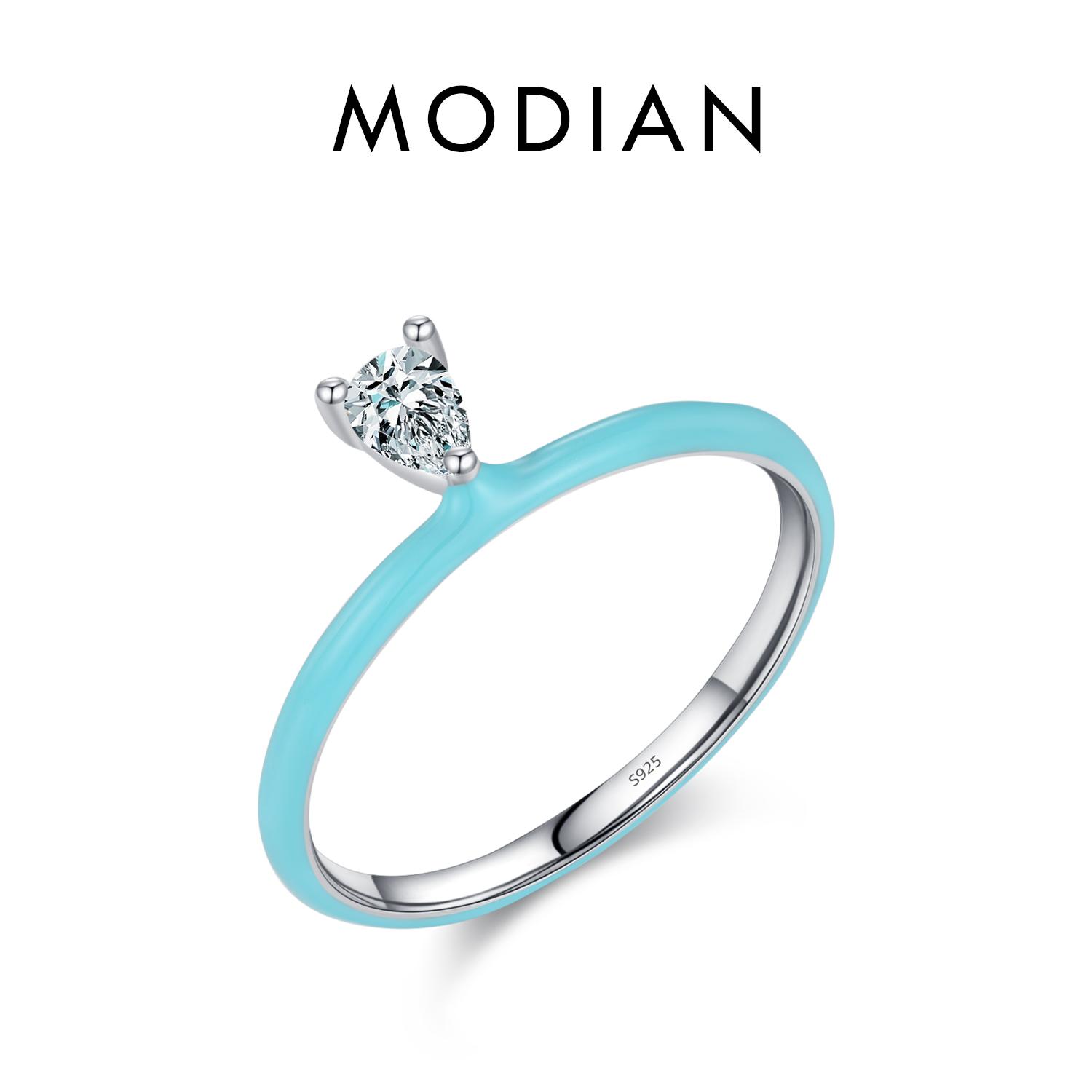 

925 Sterling Silver Colorful Enamel Geometric Hearts Stackable Ring For Women Party Fine Jewelry Gift 9