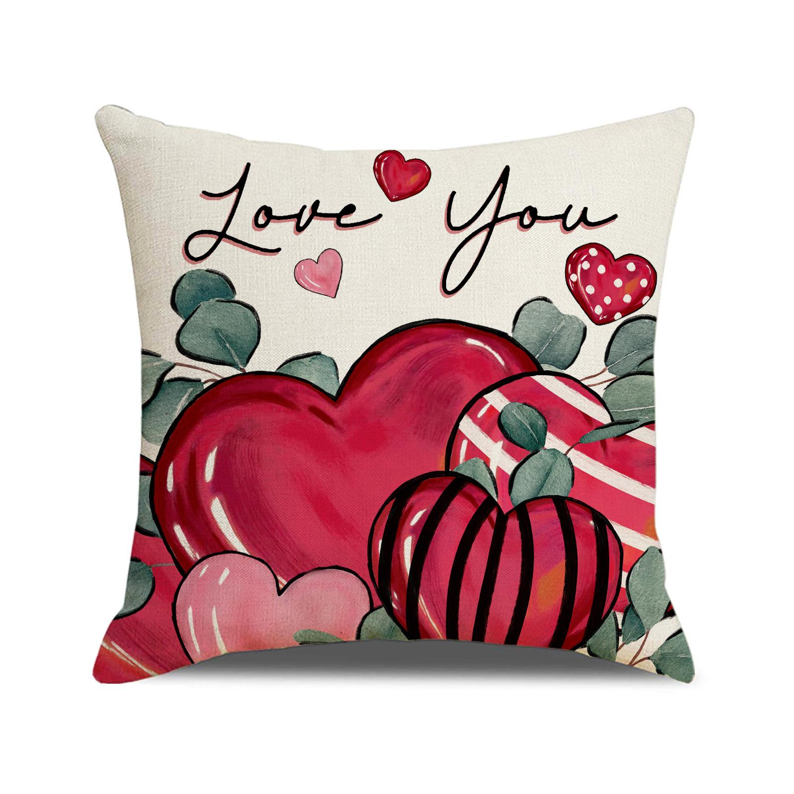 

Valentine s Day Pillow Case LOVE Letter Print Set Pillow Case Indoor Sofa Decoration Love Pillow 45X45cm (pillowcase only)