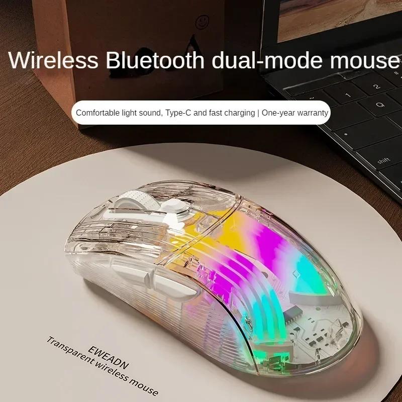 

Q8 2.4 Wireless Bluetooth Transparent Mouse Tri-mode 7200PDI RGB Macro Defines Gaming Mouse Notebook Office Accessories Q8 Three modes