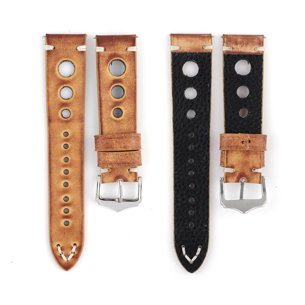 Handgefertigtes Echtes Leder Uhrenarmband 20mm 22mm 24mm Vintage Erste Schicht Rindsleder Uhrenarmband Armband Ersatz für Herren