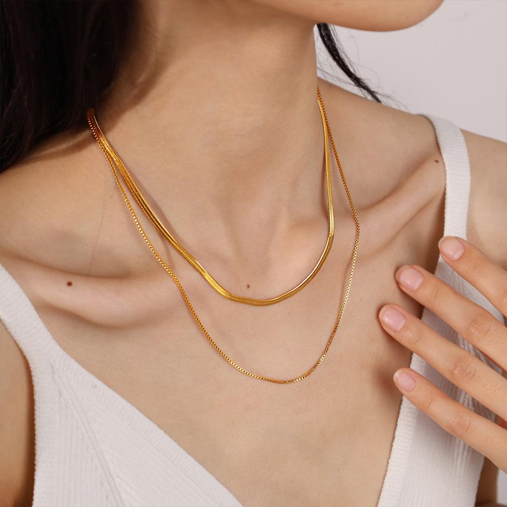 Niche Simple Double-Layer Stacked Blades With Stainless Steel Temperament Versatile And Non-Fading Collarbone Chain