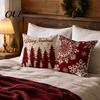 Clear Print Double Sided Cases Christmas Snowflake Cushion Cover, Holiday Throw Pillow Case, 18x18 Red And White Elk Cover Inch Decorative for