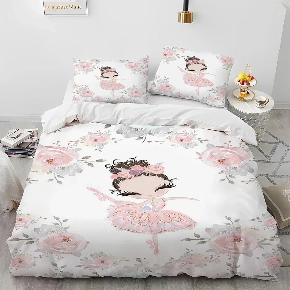 

Cartoon Cute Ballet Girl Ballerina Comfortable Duvet Quilt Cover Pillowcase Bedding Set Children Bedroom Decoration Home Textile 70x133cm