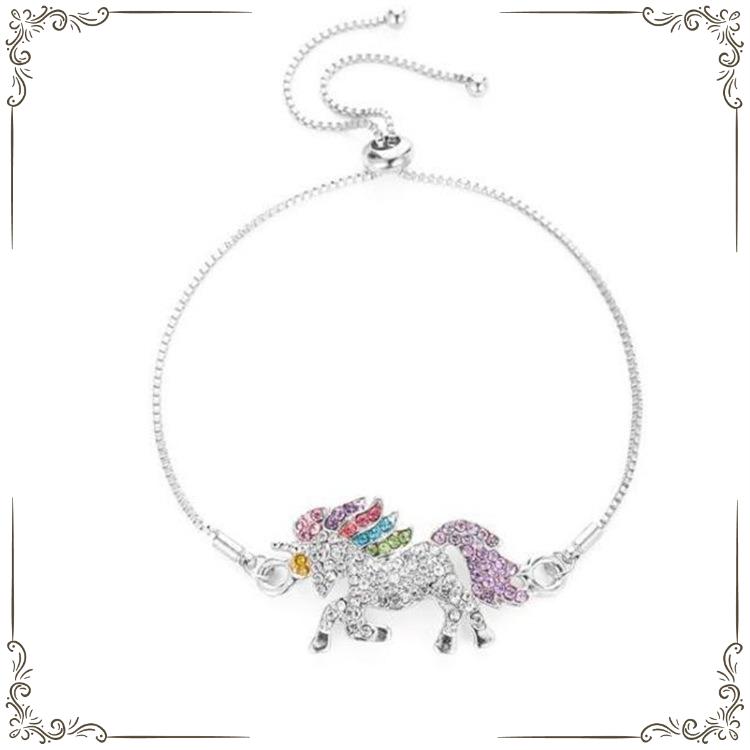 JMXD Colorful Rhinestone Unicorn Bracelet Trendy European Fashion Women Bracelet Cute Animal Jewelry Sparkly Fantasy Style Wristband