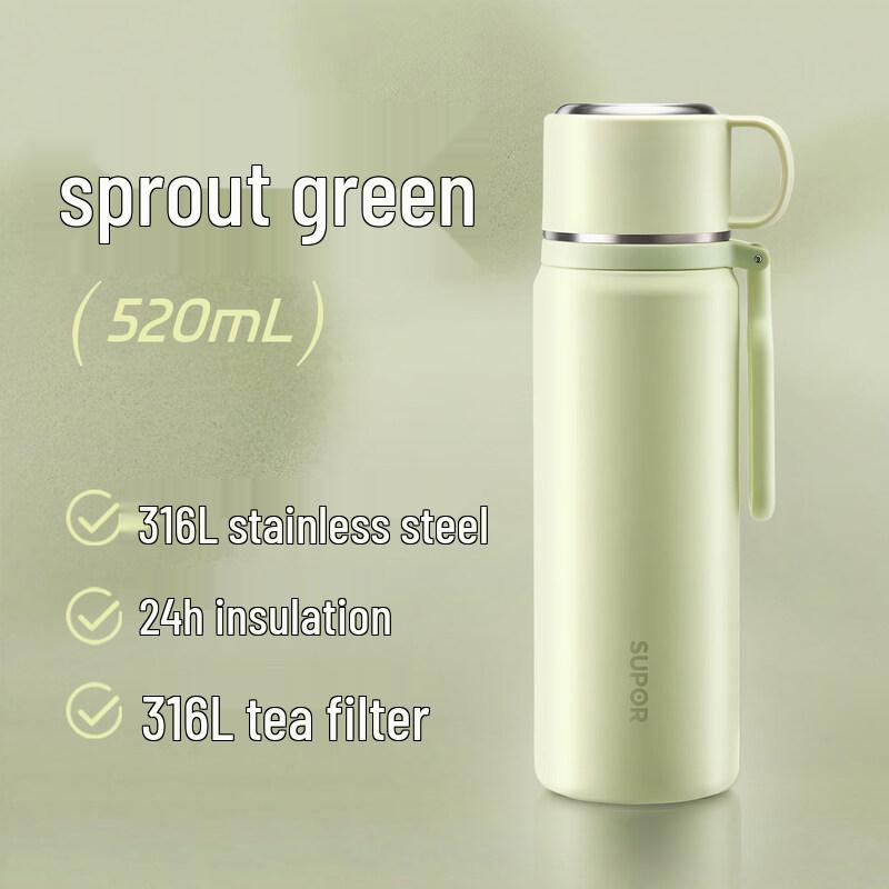 Supor Dual-Drink Insulated Stainless Steel Portable Cup