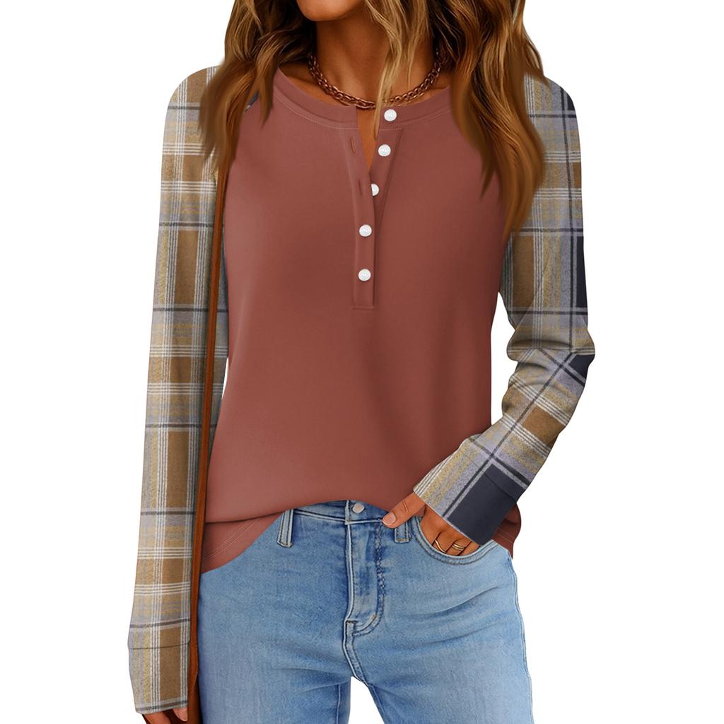 Damenmode Locker Langarm Rundhals Casual Oberteil