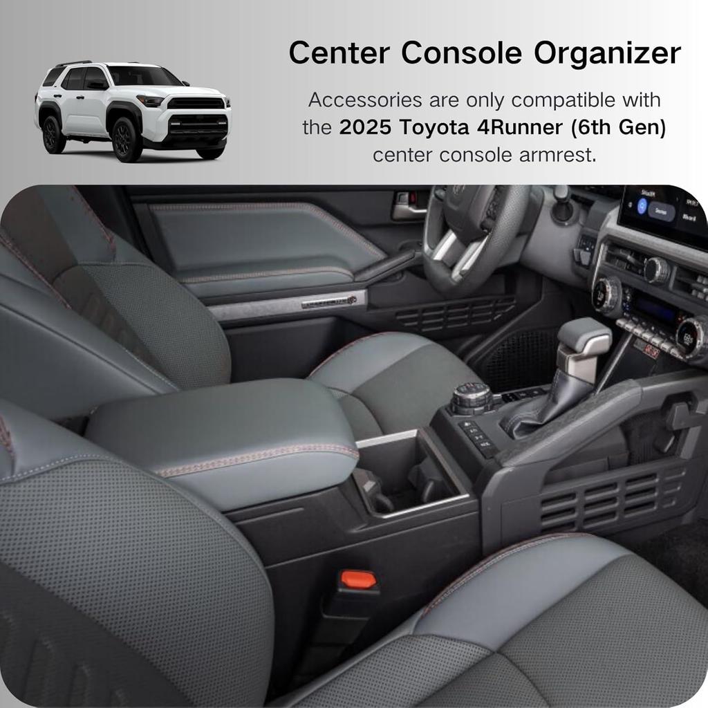 2PCS Center Console Organizer For 2025 Toyota 4Runner 6Th Gen Accessories Interior Ert Armrest Storage Tray And Hidden Storage Box
