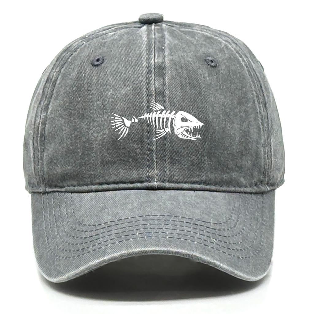 Weißer Fischgräten-Print Verstellbare Retro-Baseballkappe Damenmütze Used-Look Mode Snapback-Kappen Ideale Wahl für Damen & Herren
