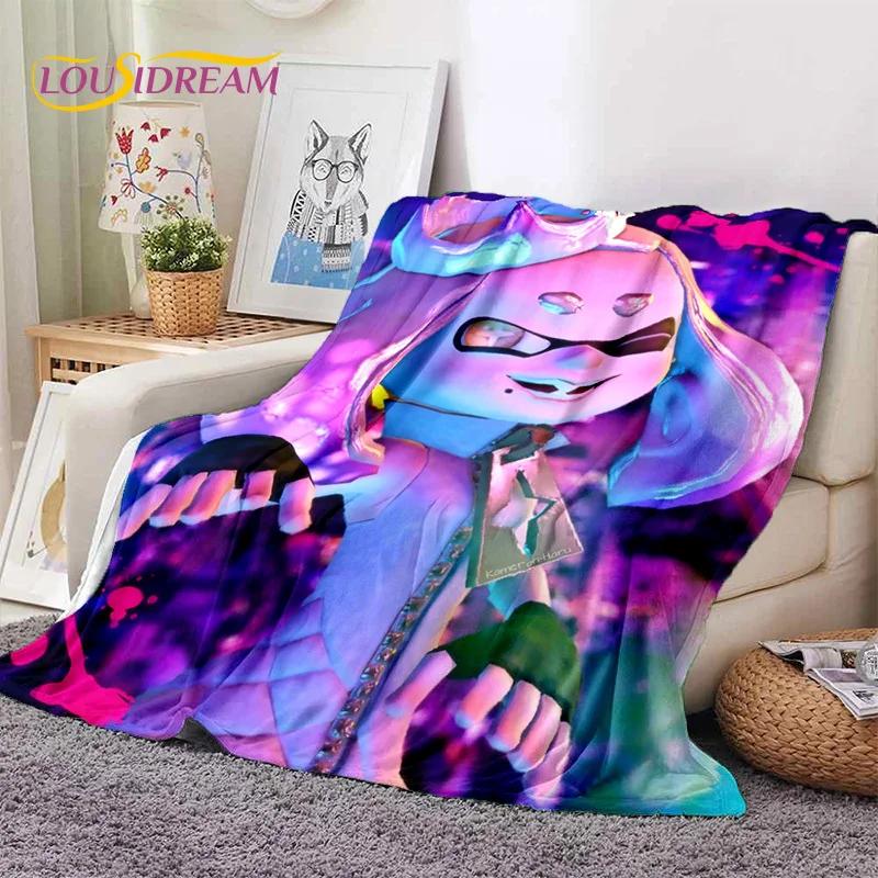 Splatoon3 PC Gamer Cartoon Game Soft Blankets,Keep Warm Throw Blanket Comfortable Blanket for Picnic Beds Sofa Home Bedroom Gift
