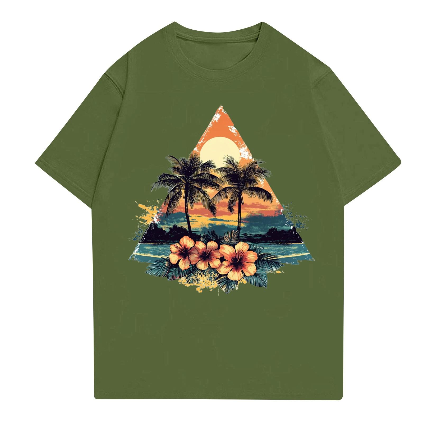 

Женская повседневная футболка с круглым вырезом и короткими рукавами с принтом L армия зеленый