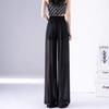 Women's High-Waisted Black Chiffon Wide-Leg Pants - Light Summer Style