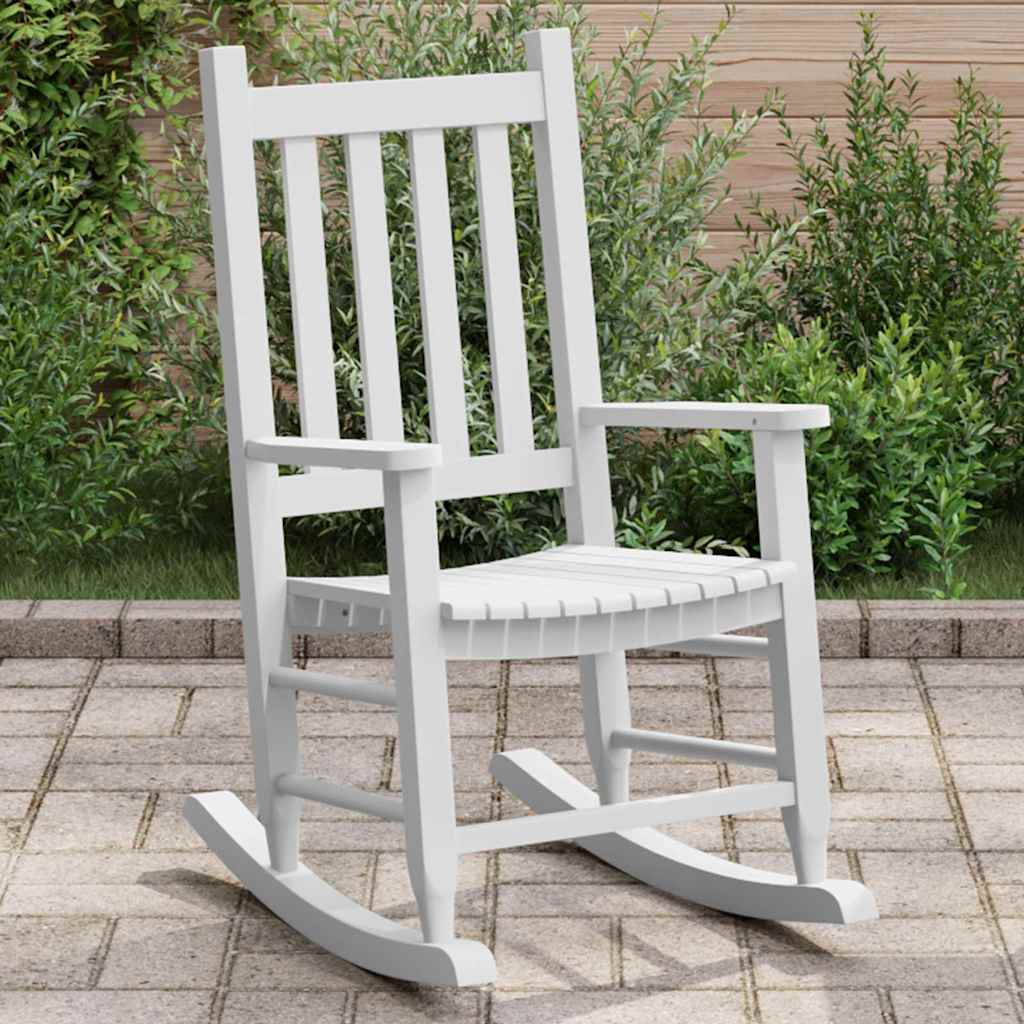 Kids Rocking Chair White Solid Poplar Wood