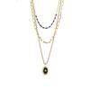 Collier - LUXENTER - Jusol - Or Jaune 18 Carats - Laque Noire - 54cm + 5cm D'extension