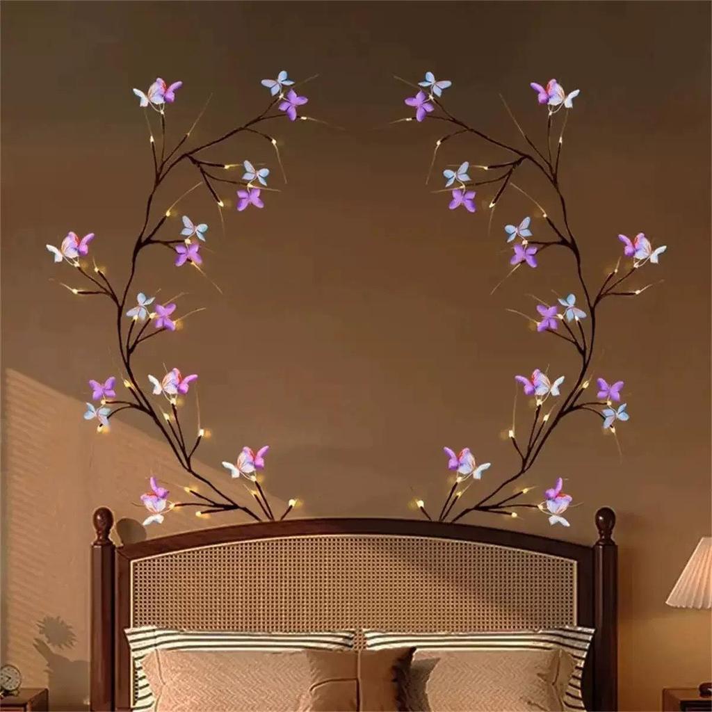 Branch and Vine LED Fairy Lights: Shapeable Butterflies & Flowers for Indoor Wall Decor and Creating a Romantic Atmosphere.