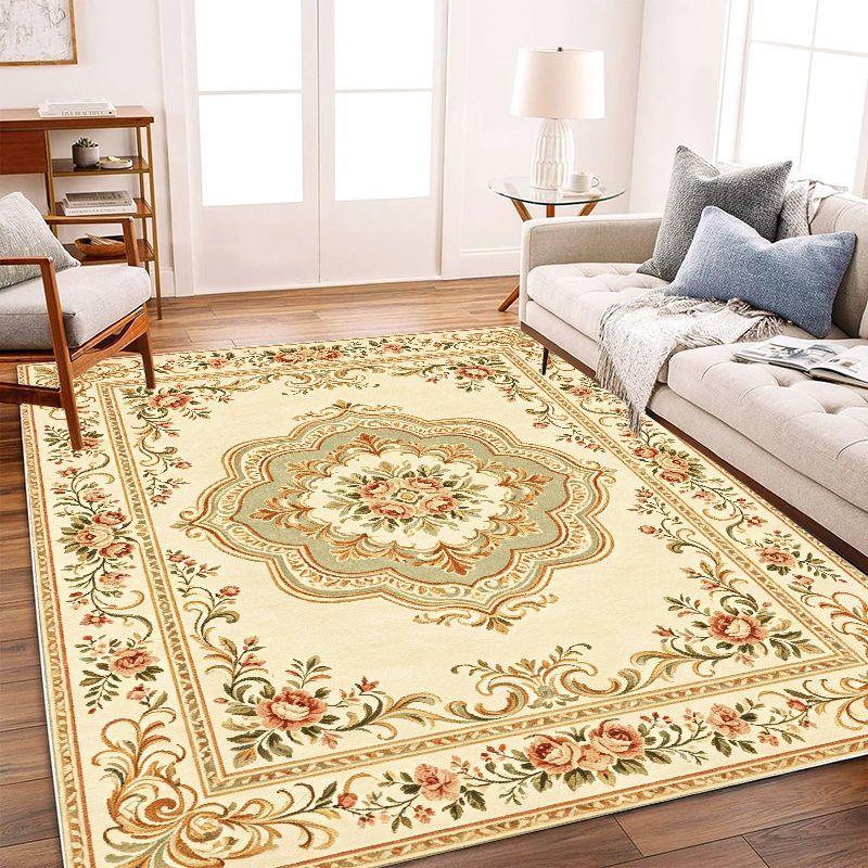 Retro French Countryside Area Rug Waterproof Non Slip Floor Carpet for Living Room Bedroom Study Home Decor