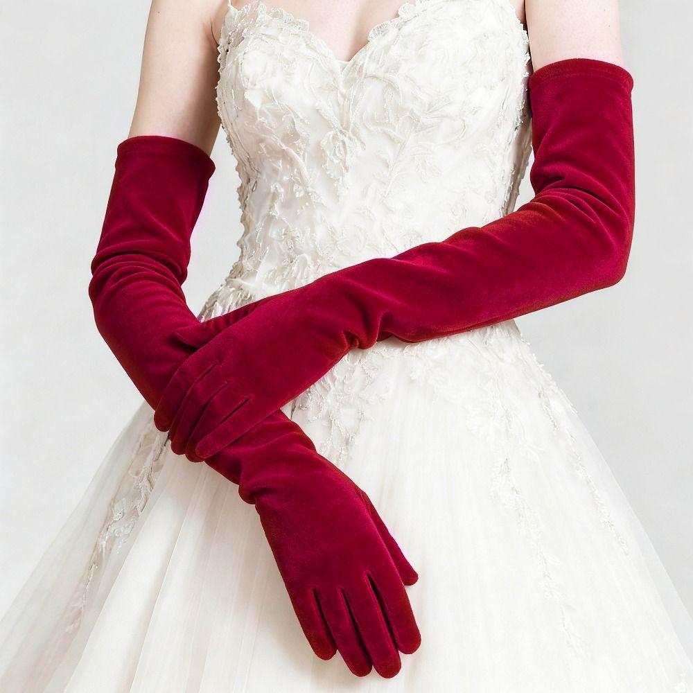 Solid Color Velvet Long Gloves 53cm Evening Dress Gloves Etiquette Gloves  Dress-Up  Accessories