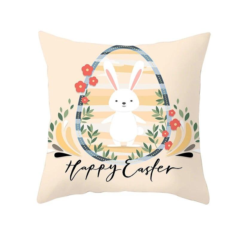 Easter Decorative Pillowcase Cartoon Rabbit Pillowcase Egg Print Cushion Cover Living Room Sofa Cushion Cover Home Decoration