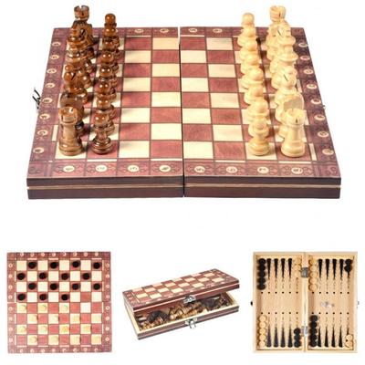 International Chess Set Backgammon Checkers Wooden Chess Set Folding Chessboard Chess Games