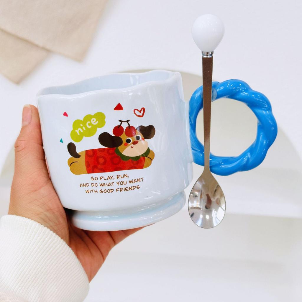 Creative Mug Mushroom Styling Cartoon Cute Ceramic Cup High Value Water Cup with Lid Hand Gift Gift