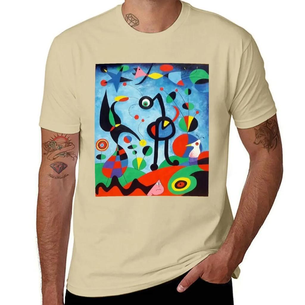 Joan Miro Giardino T-shirt basic personalizzate magliette grafiche da uomo anime