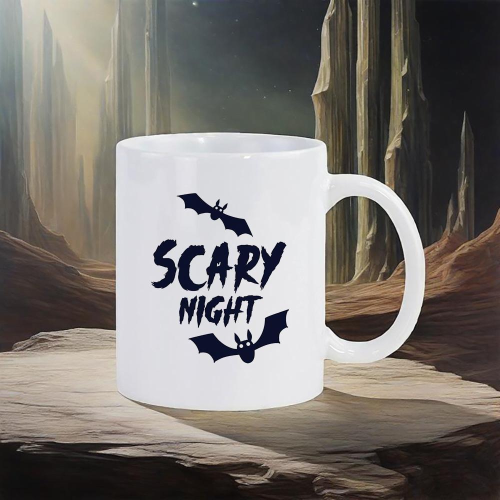 Happy Halloween Ceramic Mug Black Bat Water Cup Witch Spooky Coffee Mug Trick or Treat Party Mugs Original Coffee Cups Drinkware