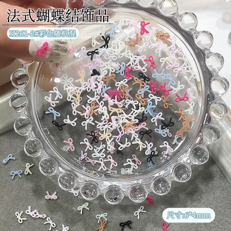 

50 шт. Смешанные мини-шармы для ногтей в виде бантиков, красочные 3D смоляные бантики, украшения для нейл-арта, аксессуары для рукоделия для DIY маникюрного салона