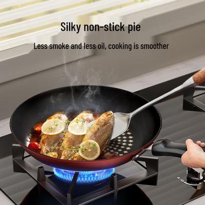 Krištolinis deimantinis nelipnus universalus plokščiadugnis wokas indukcinėms ir dujinėms viryklėms, keptuvė maišymui ir kepimui