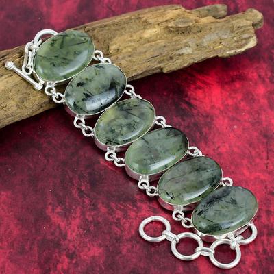 Prehnite Bracelet, Gemstone Bracelet Handmade Jewelry, 925 Solid Sterling Silver Bracelet, Chain Bracelet, Prehnite Jewelry Engagement Gift