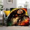 Bob music Vibrant Art Blanket Flannel Blanket for bed, sofa, Camping, Hiking, Picnic Essentials, gift for family Fan gifts