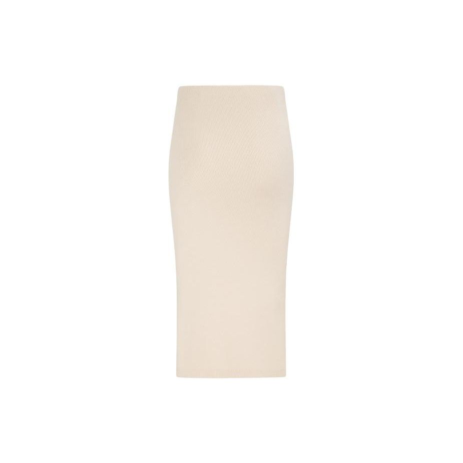 Calvin Klein Solid Split Knit Maxi Skirt Women Skirts Beige J221128-ACI