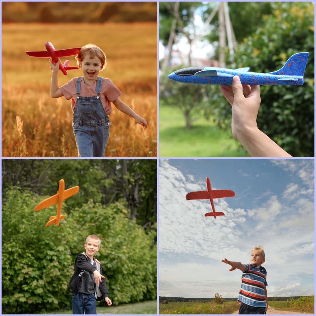 (APOSITV) Toy Airplane, Hand-Thrown, Styrofoam, Lightweight, Outdoor Use, Set of 3, Assembly Required