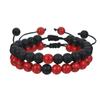 Hot-selling fashion retro black matte turquoise woven bead set bracelet men's adjustable couple bracelet