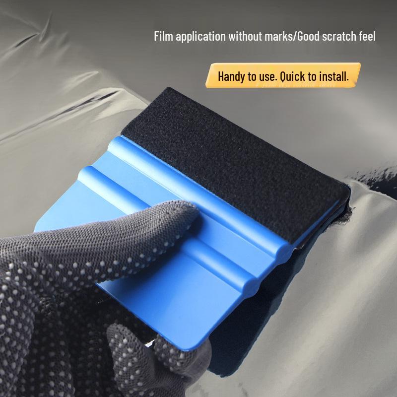 Thickened Fiber Suede Transparent Film Scraper for Car Body Color Change, Double-Sided Square Tool